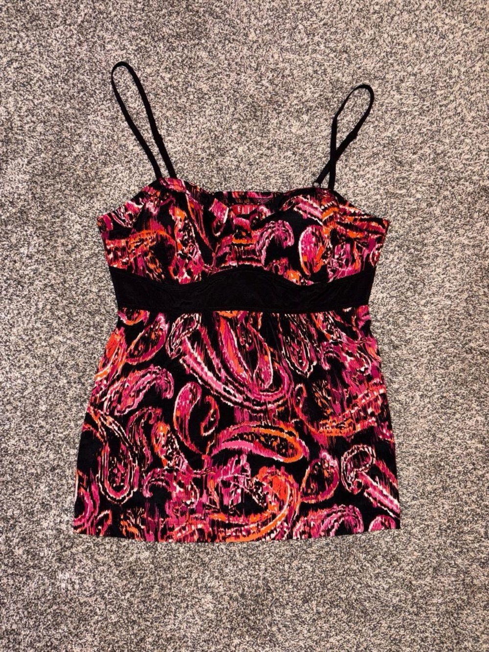 Y2K Grunge Pink and Orange Paisley Print Tank Top